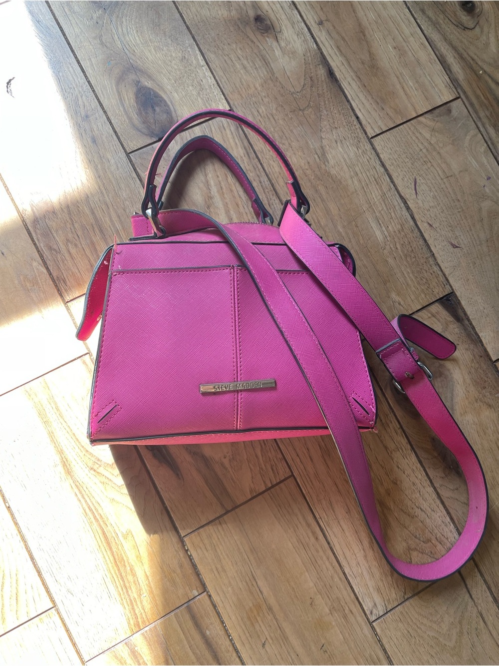 Steve Madden Hot Pink Saffiano Crossbody Satchel
